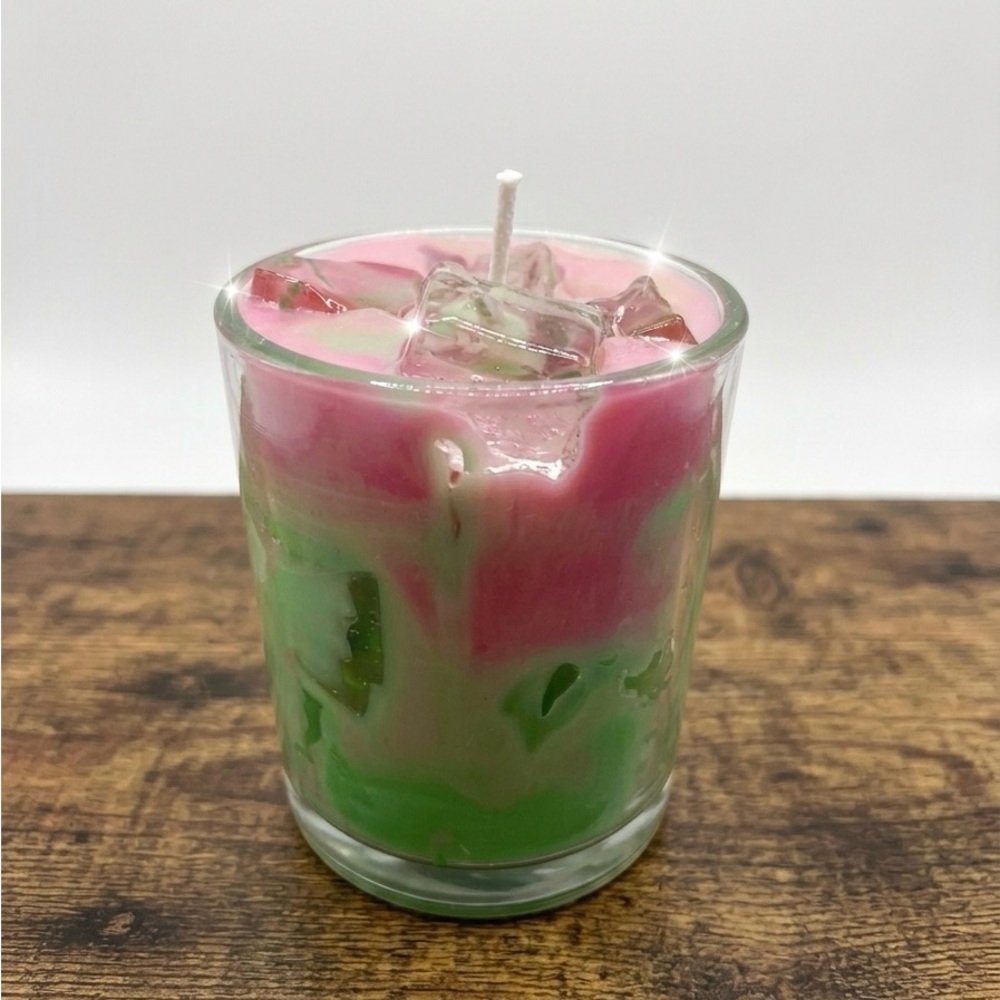 Pink & Green Layered Ice Cube Candle